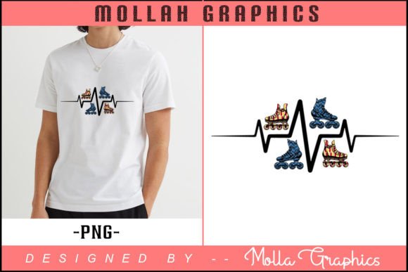 Heartbeat with Roller Skate Vector for Creative Graphics