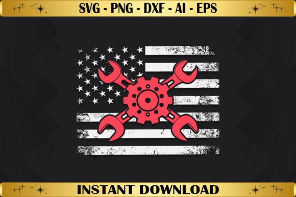 Review: Diesel Mechanic American Flag for T-Shirt Designs and Graphics