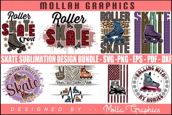 Roller Skate Sublimation Design Bundle: Graphics for Print Templates